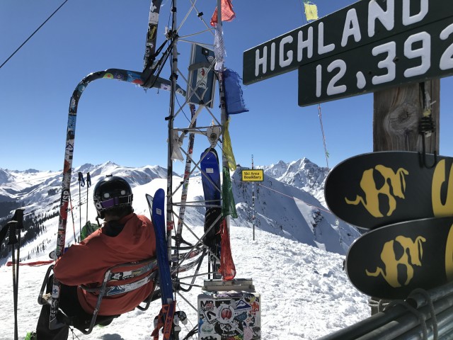 Exhibit A: Owen hanging out and enjoying the view after a quick hike up the Highlands Bowl.