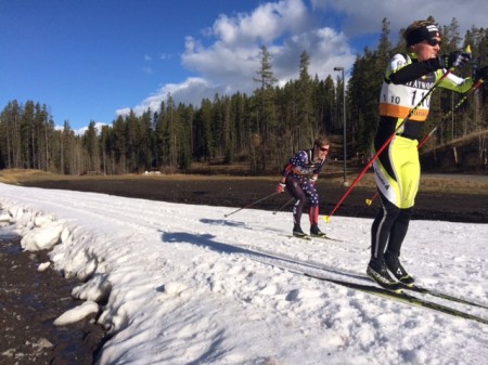 Matthias Inniger of Switzerland bringing it residence for third overall and Kris Freeman (Group Freebird) on his way to fourth in the Frozen Thunder classic sprint on Friday. (Photograph: Pavlina Sudrich)