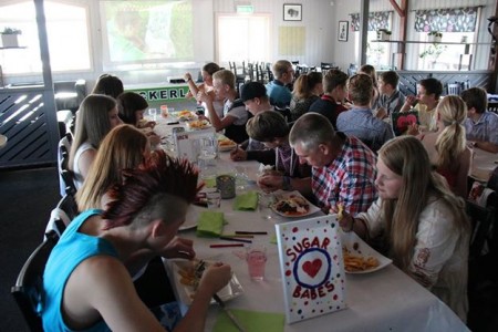 A typical mealtime scene at Sockertoppen. Photograph: Staff Robin.