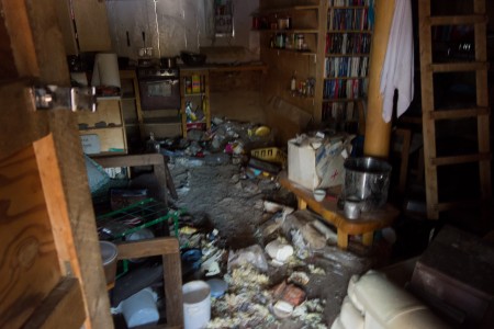 The inside of the trashed cabin. Photo: Seth Adams