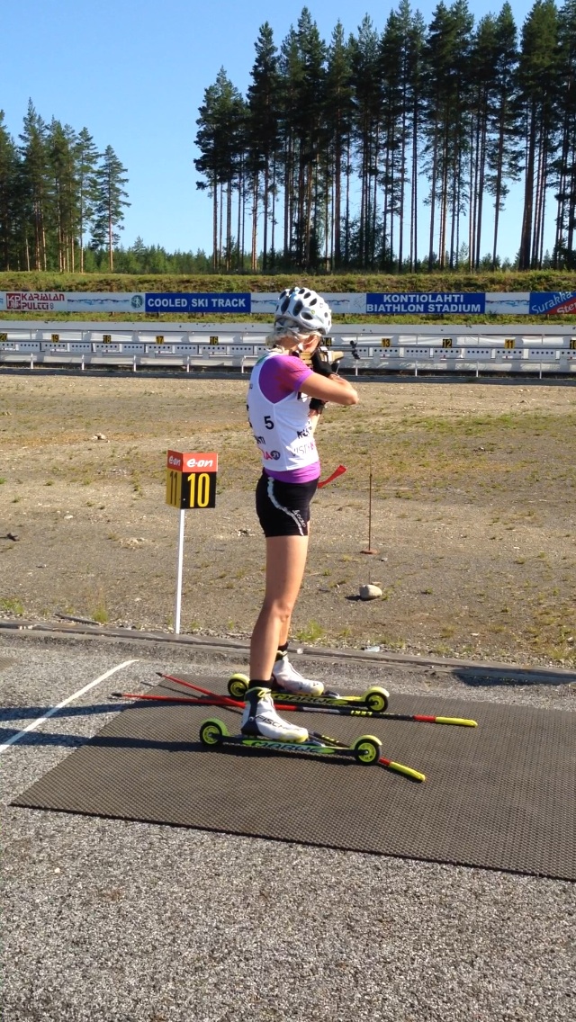 Finnish biathlete Kaisa Mäkäräinen shooting at her home program in Kontiolahti, Finland, exactly where she hosted the U.S. women's group in late July. (Photograph: Jonne Kähkönen)