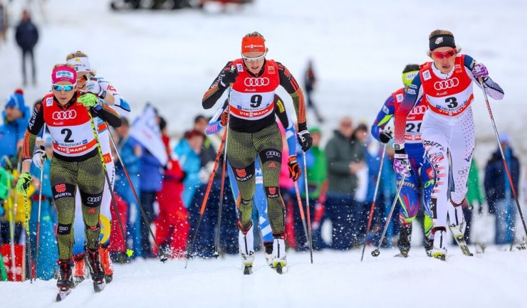 Germany's Sandra Ringwald (two) and Denise Herrmann (9) go head-to-head with American Sophie Caldwell (three) for the duration of the one.2 k traditional sprint at Stage four of the Tour de Ski in Oberstdorf, Germany. (Photograph: Marcel Hilger)