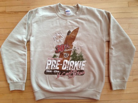 The commemorative sweatshirt for the Pre-Birkie, circa 2012.