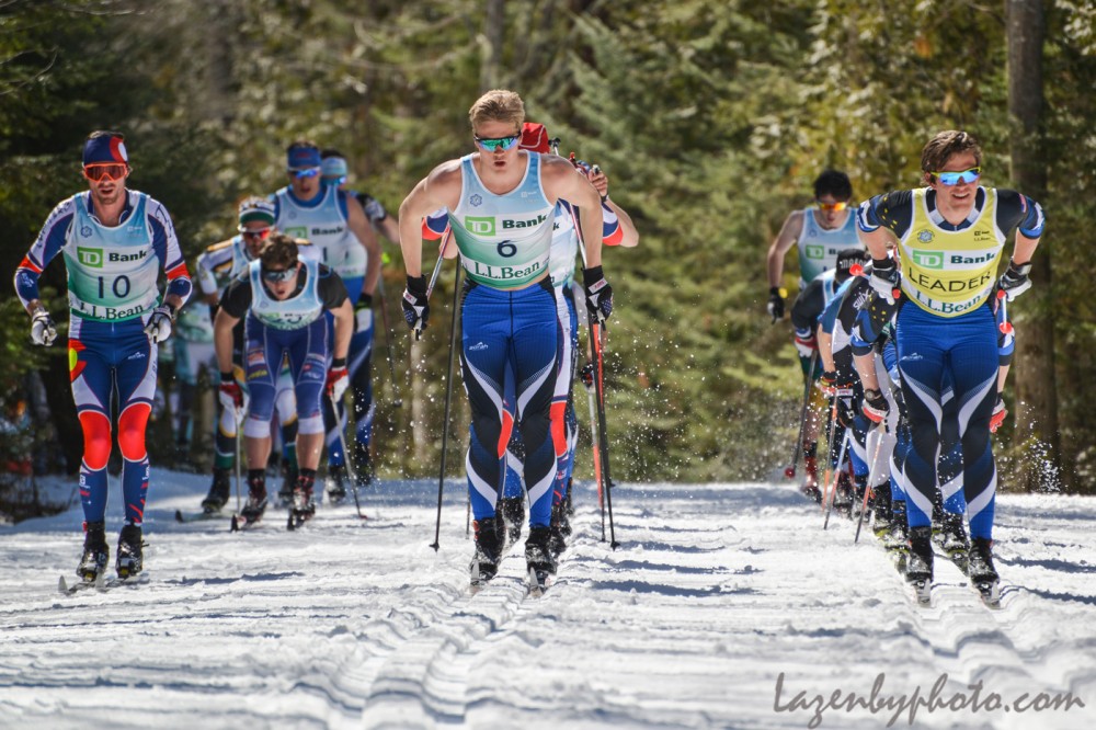 The start of the men's 50 k at 2016 U.S. Distance Nationals on Saturday in Craftsbury, Vt. (Photograph: John Lazenby/Lazenbyphoto.com)