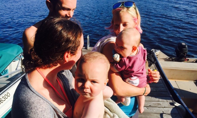 Kikkan Randall with her son Breck and family on a vacation in Ontario. (Courtesy photo)