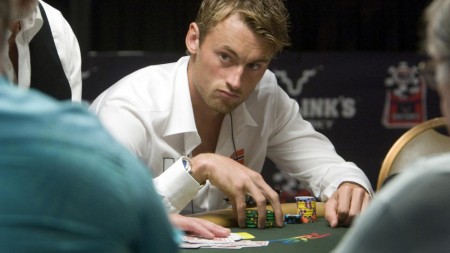 Petter Northug stares down his poker rivals just like he does on the ski trails.