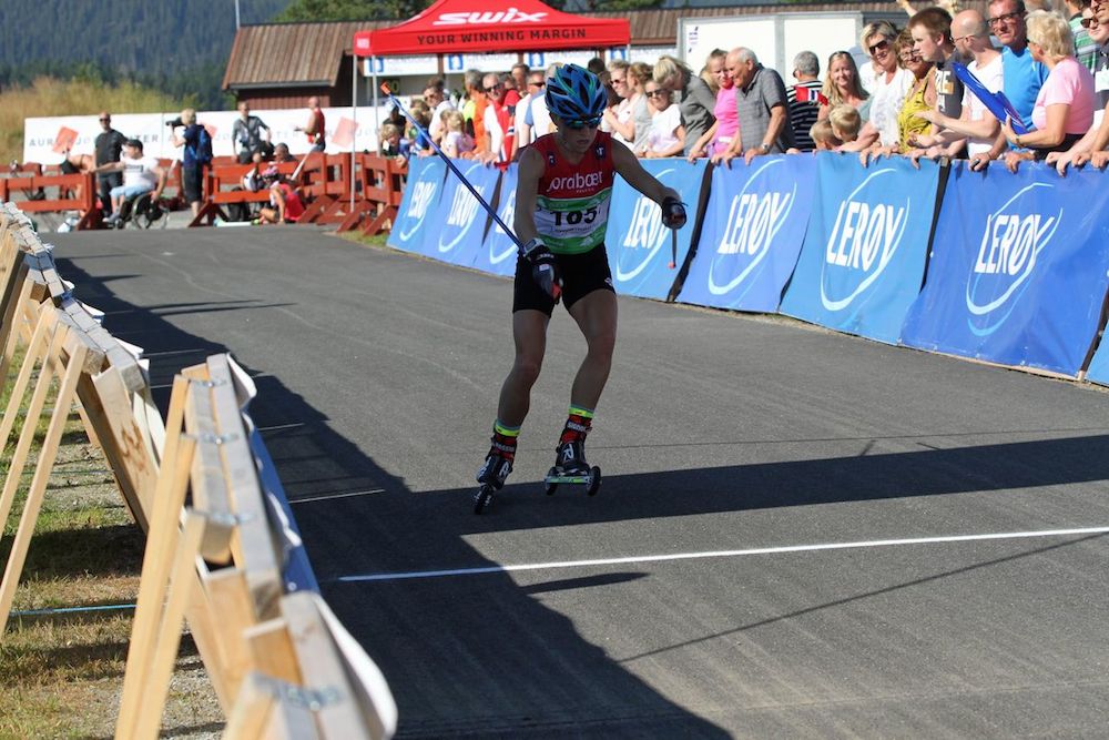 Liz Stephen on course in the 15 kilometer skiathlon. (Photo USSA)