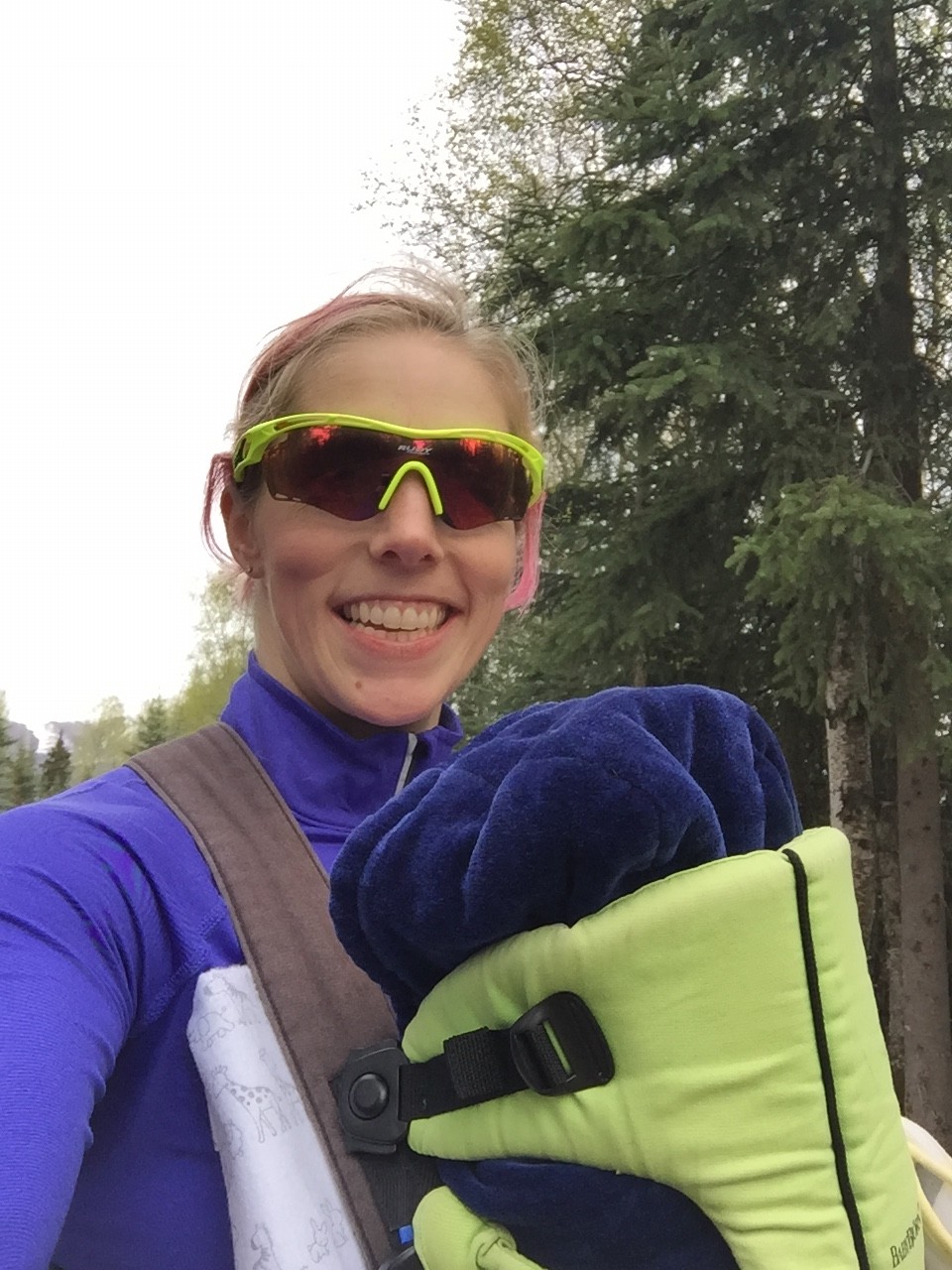 Randall with Breck in the front pack throughout a spring stroll in Anchorage, Alaska. (Courtesy photo)