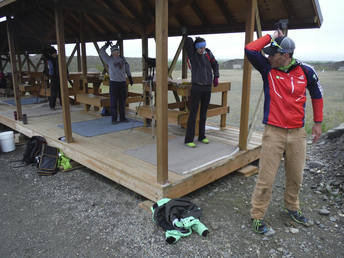 Sam Dougherty (proper) coaching a girls' biathlon clinic in Nome, Alaska. He now has a coaching internship with the U.S. national team. (Photo: Sam Dougherty)