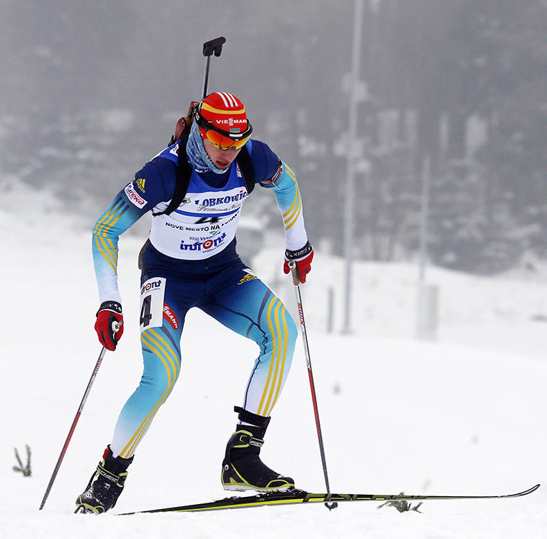 Artem Tyshchenko of Ukraine en route to finishing second in the junior men's pursuit at 2014 Open European Championships in Nove Mesto, Czech Republic. (Photo: IBU/Květoslav Frgal)