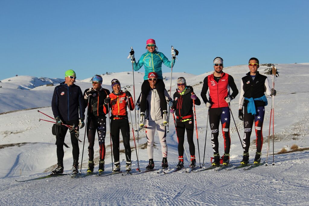 Component of the USST contingent in New Zealand. From left to appropriate: Matt Whitcomb, Andy Newell, Anouk Faivre-Picon, Sophie Caldwell (leading), Noah Hoffman (bottom), Liz Stephen, Ben Saxton, Paddy Caldwell (Photograph: Simi Hamilton)