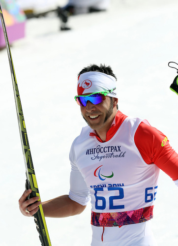 Canadian Brian Mckeever after winning the cross-nation mens 20 k visually impaired classic race at the Sochi 2014 Paralympic Winter Games in Sochi, Russia. It was McKeever's very first gold of the Video games and eighth in his career. (Photograph Scott Grant/Canadian Paralympic Committee)