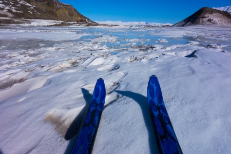 Skiing out of the bottom of the Russell Moraine. Photo: Seth Adams