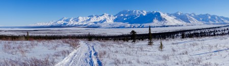 Looking down into White River from the Freight Trail over Solo Pass, connecting White River to Chisana. Photo: Seth Adams