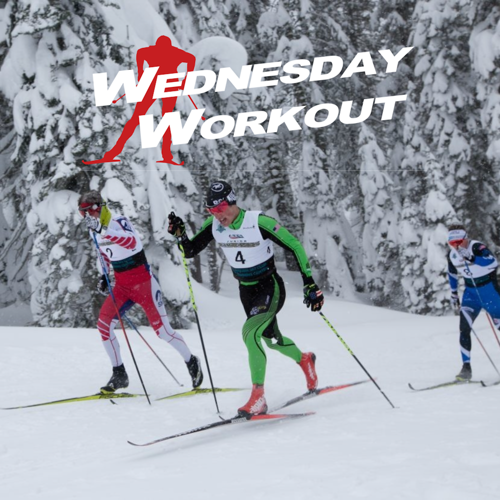 Craftsbury's Ben Lustgarten (4) dueling with Stratton's Ben Saxton (l) during men's classic sprint final at the SuperTour at Auburn Ski Club on Jan. 21 near Truckee, Calif. Lustgarten won the race, ahead of Saxton in second and and Reese Hanneman (r) in third.