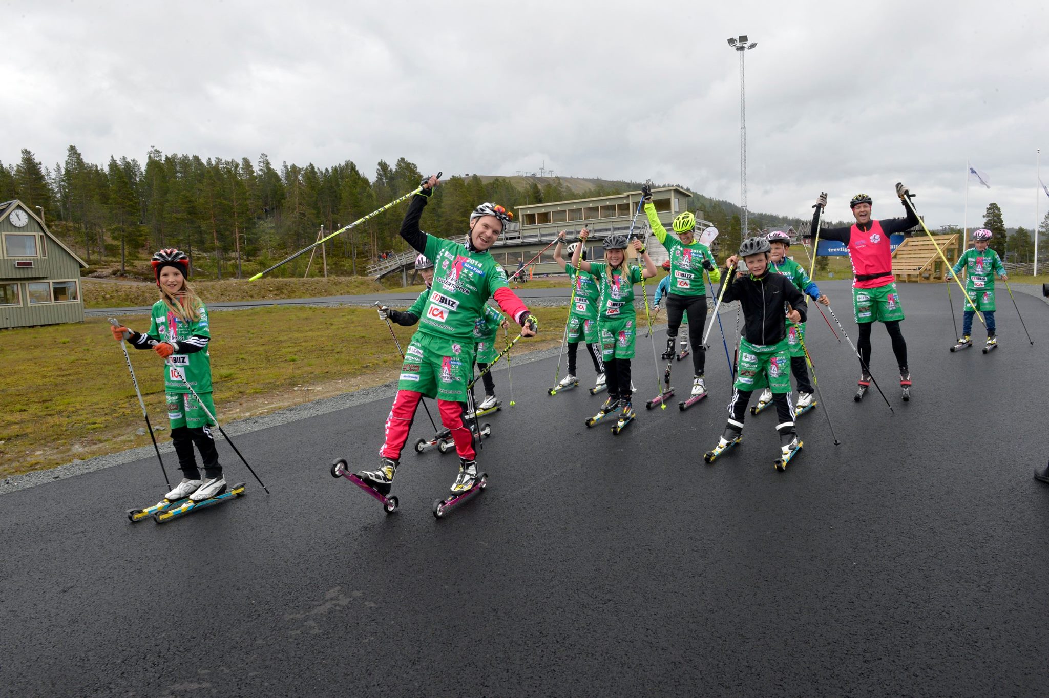 Bryntesson rollerskiing with campers this summertime. Photograph: Staff Robin.