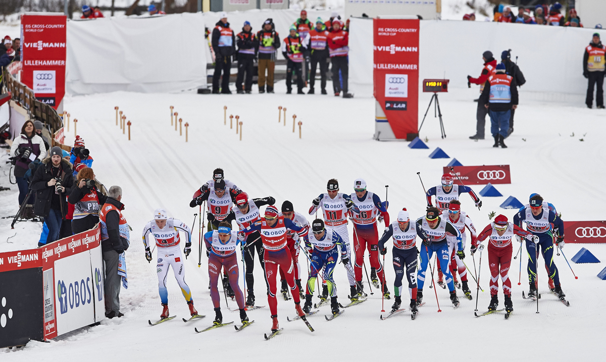 06.12.2015, Lillehammer, Norway (NOR): the men's start   - FIS world cup cross-country, 4x10km men, Lillehammer (NOR). www.nordicfocus.com. © Felgenhauer/NordicFocus. Every downloaded picture is fee-liable.