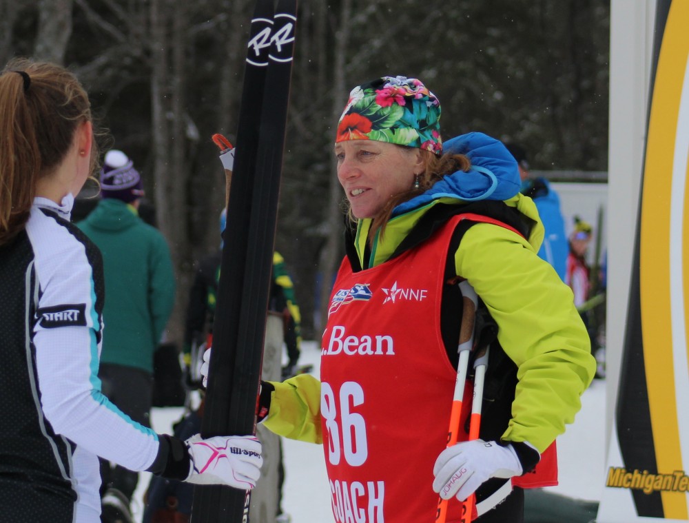 Dartmouth head coach, Cami Thompson-Graves (r) at 2016 U.S. nationals in Houghton, Michigan. 