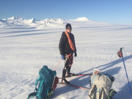 David Norris on an Alaskan style backcountry skate ski. (Photo: Scott Patterson)