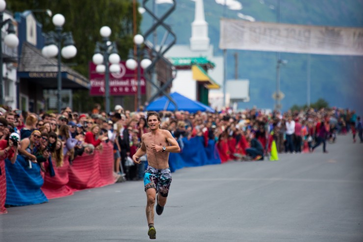 David Norris winning his first Mt. Marathon Race in Seward, Alaska July 4th.,  2016. (Photo: MMR by Cale Green)