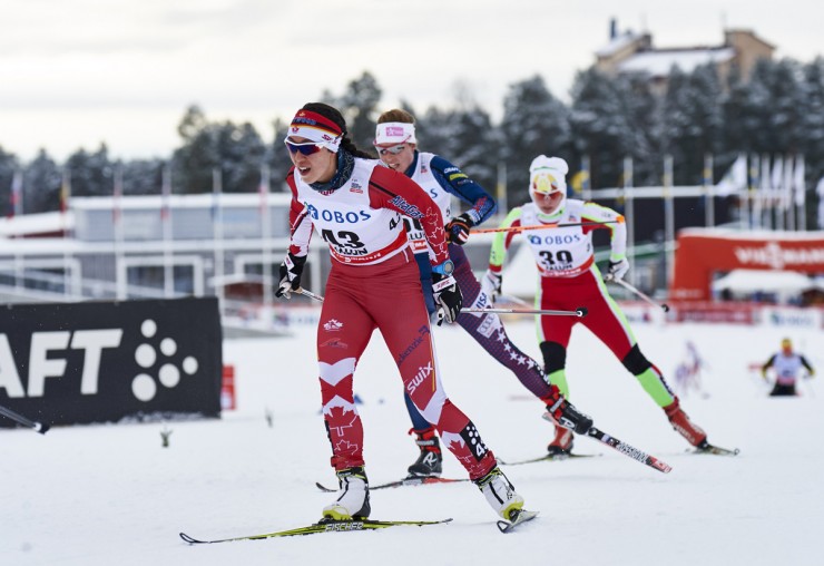 Emily Nishikawa of Canada skis to 39th area in the Falun mass commence skate occasion (Photograph credit score: Fischer/NordicFocus)