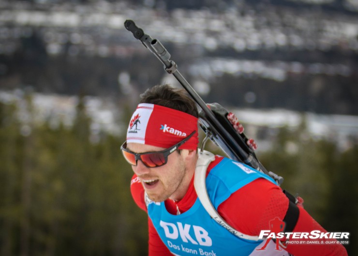 IBU Planet Cup men's 15 k mass start off in Canmore, Alberta. (Photograph: Daniel S. Guay) 