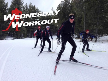 The Aspen Valley Ski Club throughout a tough L3/L4 skate intensity workout in West Yellowstone, Mont. (Photograph: Hailey Swirbul)