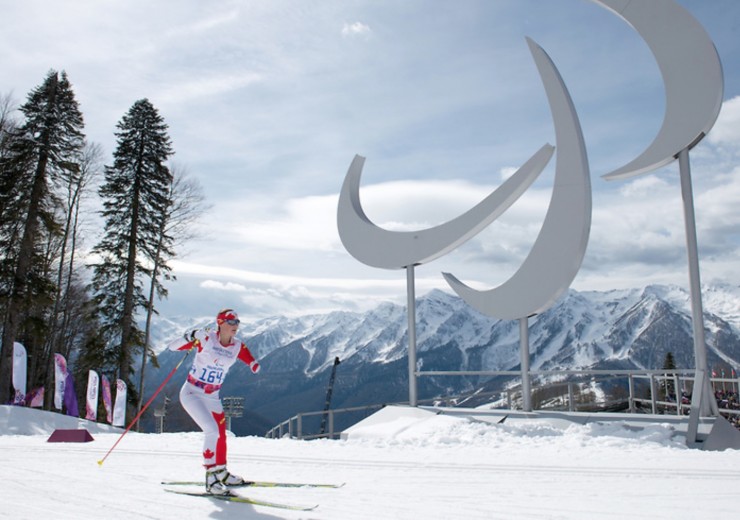 Brittany Hudak competes in Cross Country Skiing Women's 5km Standing at the 2014 Paralympic Winter Games in Sochi, Russia. (Photo: Matthew Murnaghan/Canadian Paralympic Committee)