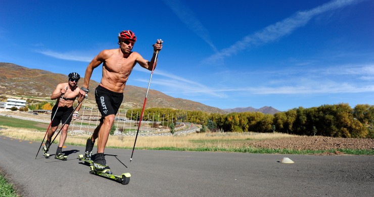 U.S Ski Crew members Andy Newell and Ben Saxton training on the Olympic trails at Soldier Hollow in Midway, Utah. (Photo: U.S. Ski Team/Tom Kelly)