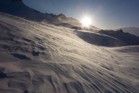 Wind, snow and sun in the upper Skolai Creek drainage. Photo: Seth Adams