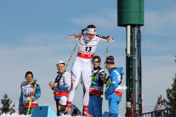 American Julia Kern (SMS/USST) racing to a occupation-greatest 16th in the Junior Globe Championships freestyle sprint on Monday in Rasnov, Romania. (Photograph: Pete Leonard)