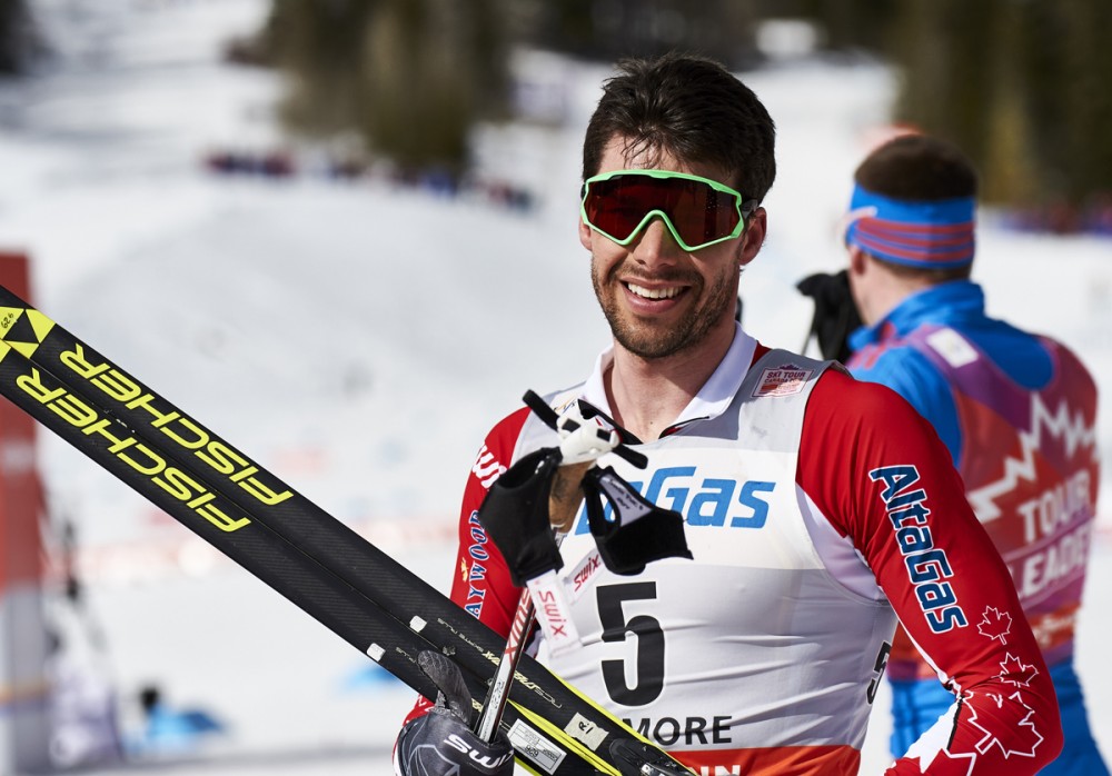 Alex Harvey of Cananda before the start of the men's 30 k skiathlon on Wednesday in Canmore, Alberta. (Photo: Fischer/NordicFocus)