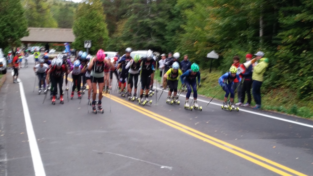 The start off of the women's race at the 2015 Climb to the Castle up Whiteface Mountain in Wilmington, N.Y. (Photo: Peter Minde)